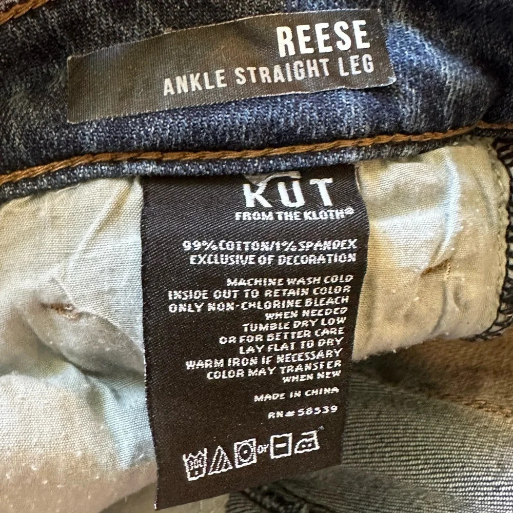 Kut from the Kloth Reese Ankle straight Leg Raw Hem Distressed Jean- size 2 - Picture 9 of 10